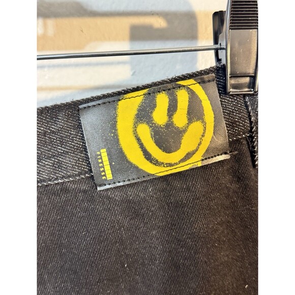 FINESSE Graphic Patchwork Jeans Size S Black Yellow Smiley Streetwear Denim - Picture 4 of 4